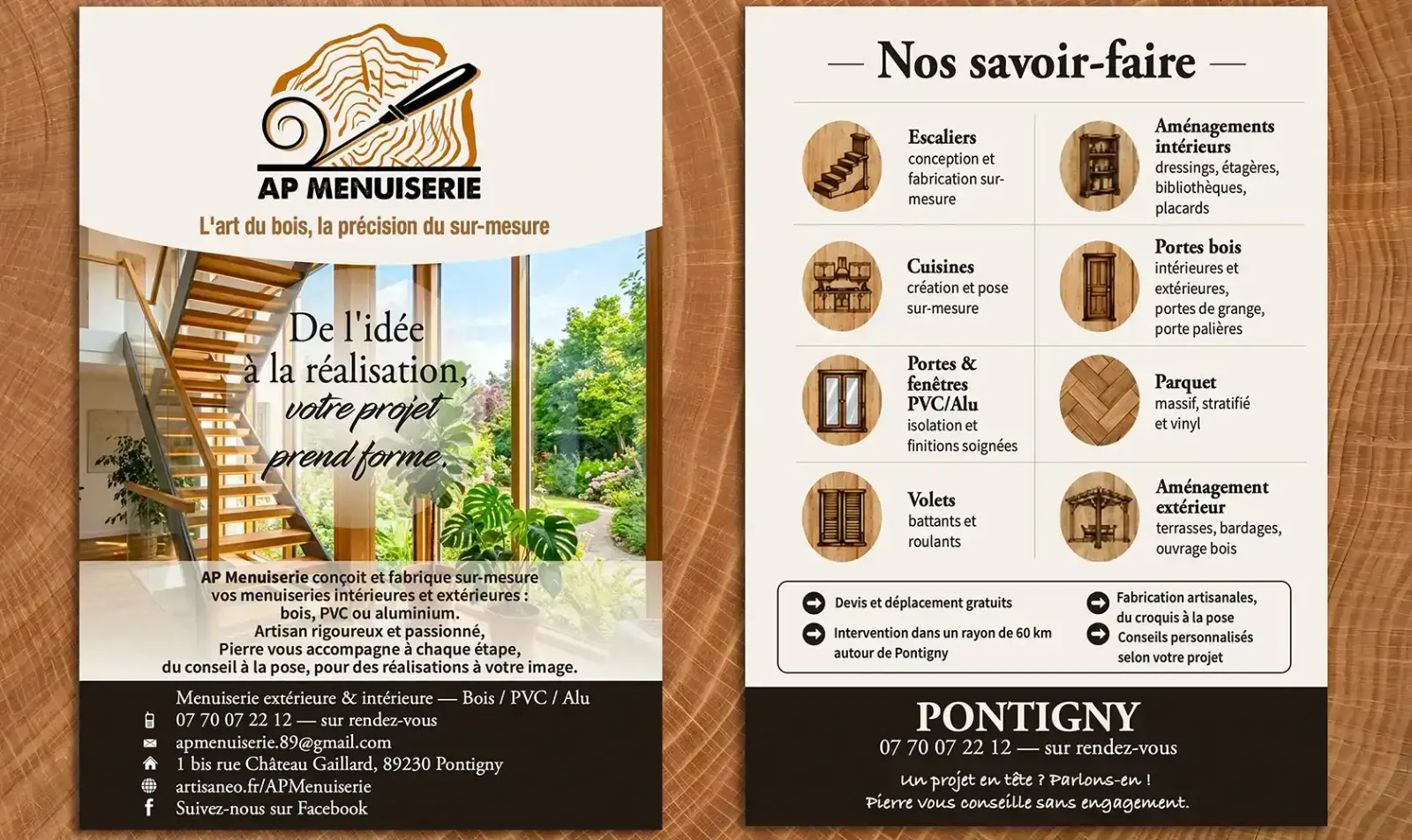 Création et impression d'un flyer pour la société AP MENUISERIE