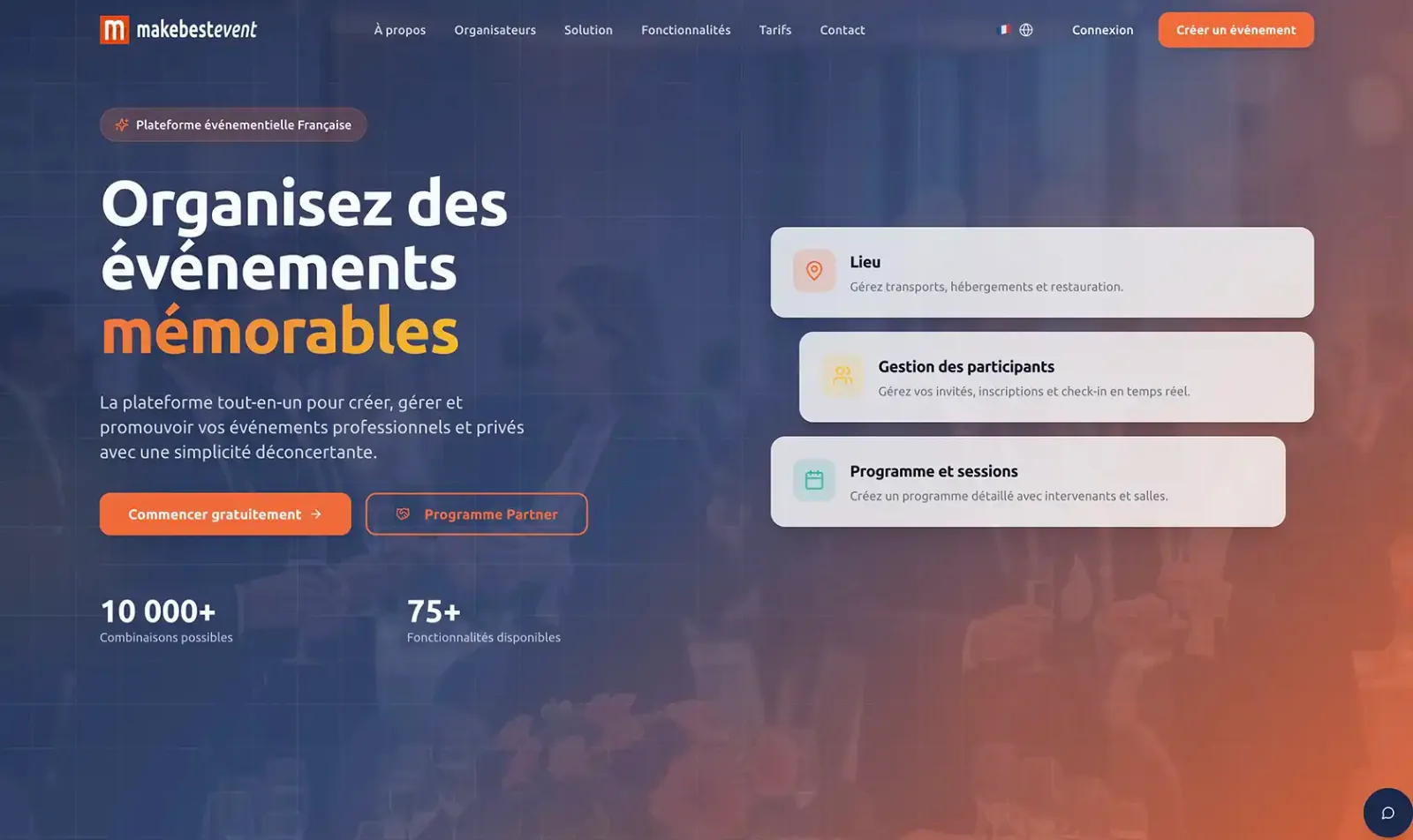 Création plateforme d'organisation évènementielle